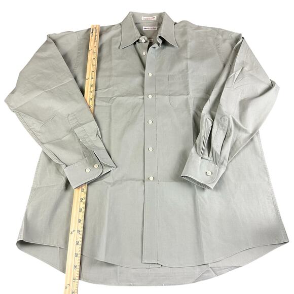 Pierre Cardin Men Shirt Sze 34/35 - 16 1/2 Sage Green Long Sleeve Classic Office - Picture 6 of 7